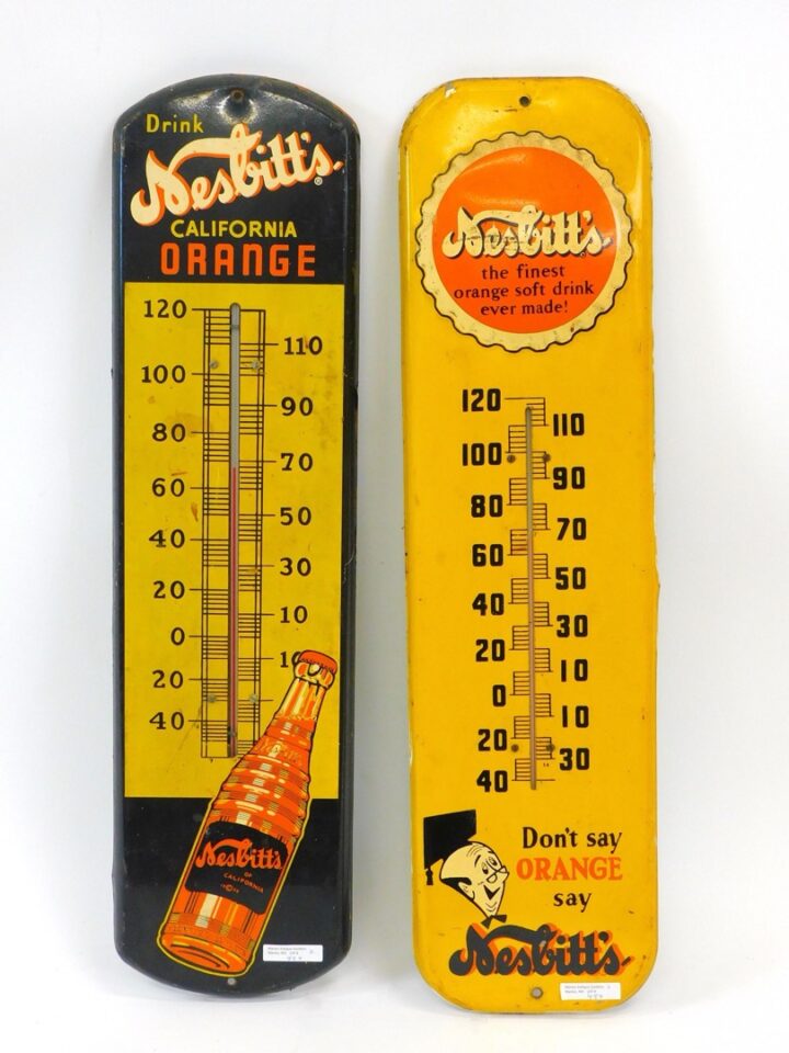 Vintage Nesbitt California Orange Drink Advertising Thermometers