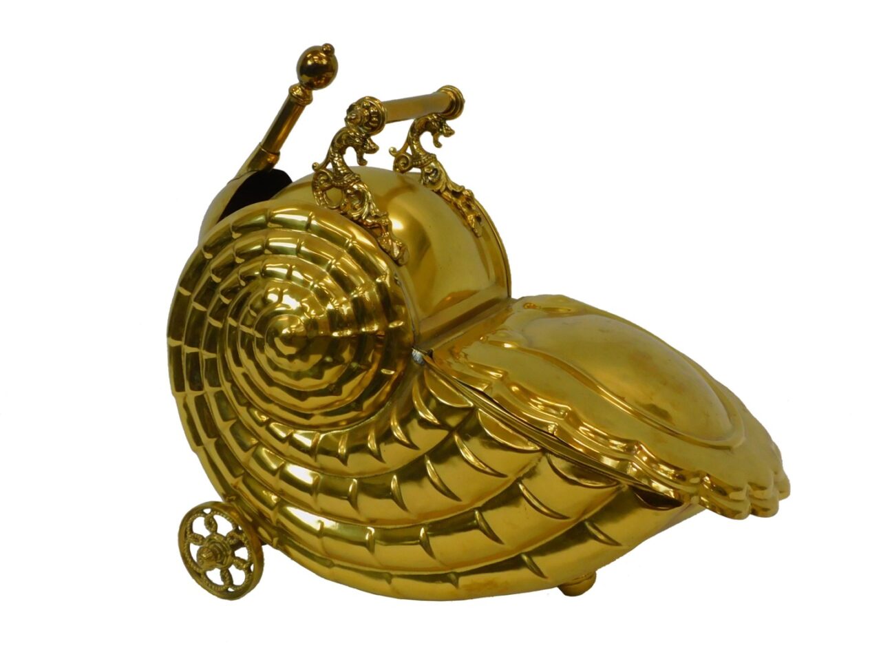 Late 19th-century Brass Shell Coal Scuttle by Unknown Artist