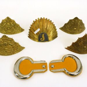 British Front Plate Helmet Trim from Boer War Era & French Front Plate Helmet Trim with Epaulets