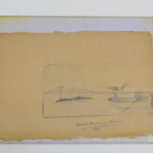 Frederick Swift Whaling Sketch "Rocket harpooning whales 1867" 1917 Auction Catalog Discovery