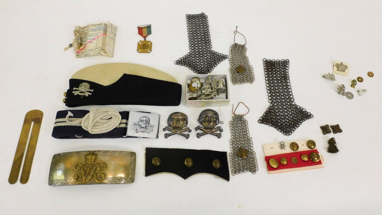 British Military Ornaments and Victorian Buckle from 17th Lancers Division