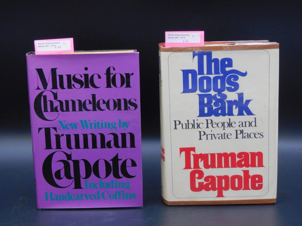 Truman Capote "The Dogs Bark" and "The Music For Chameleon" First Edition Hardcover Books.