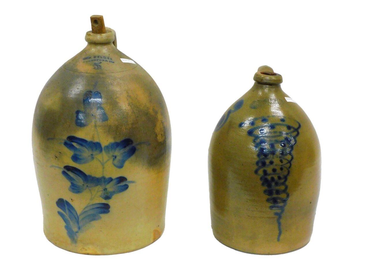 19th-century Stoneware Jugs by WE Welding and W.H. Farrar with Tornado Design.