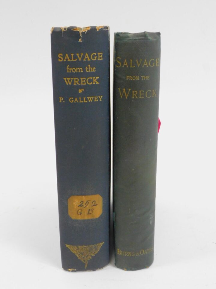 James Stanley Gallwey Salvage from the Wreck 1889 London 2 Volumes in Red Cloth Clamshell Case by Bayntun Binders.