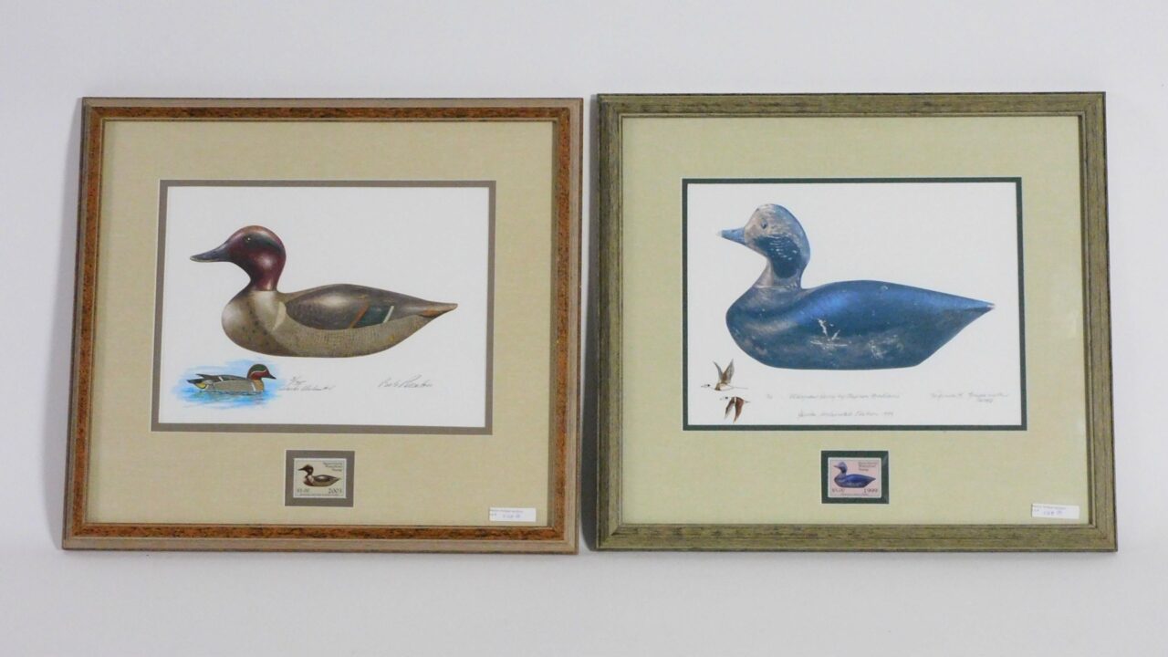 Joseph Lincoln Green-wing Teal Drake & Stephen Badlam Old Squaw Hen Decoy Duck Stamp Prints