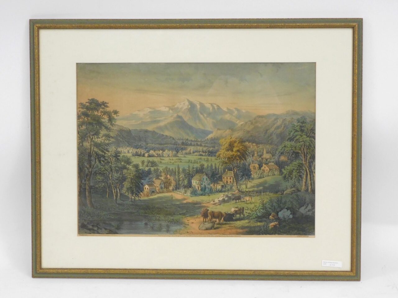 Currier's White Mountains: Village View with Mountains