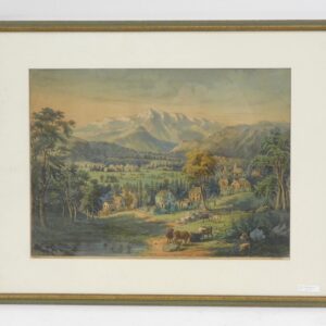 Currier's White Mountains: Village View with Mountains