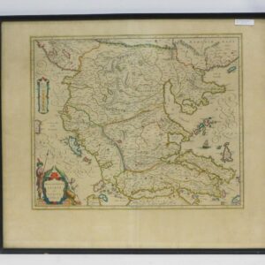 Johannes Bleau Map of Macedonia "Macedonia Epirus et Achaia" circa 1690-1700 Hand Colored