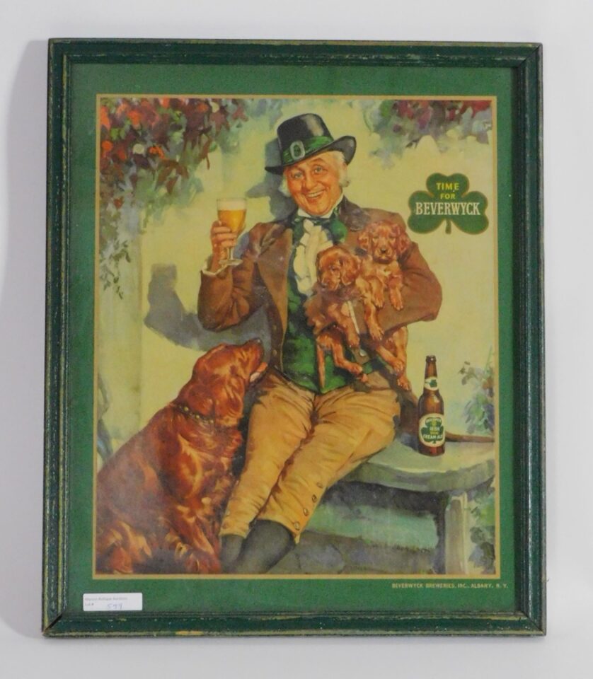 Vintage Beverwyck Beer Advertising Sign for Irish Brand Cream Ale