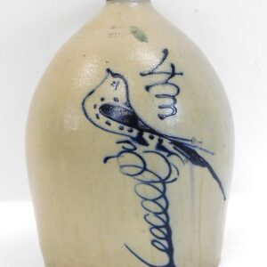 Large Stoneware Jug with Blue Bird Decoration by S. Hall Fulton