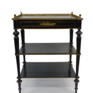 Victorian Ebonized Brass Inlay Tiered Stand