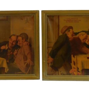 Promotion Wine and Liquor Company Inc. Pair of Card Game Lithographs