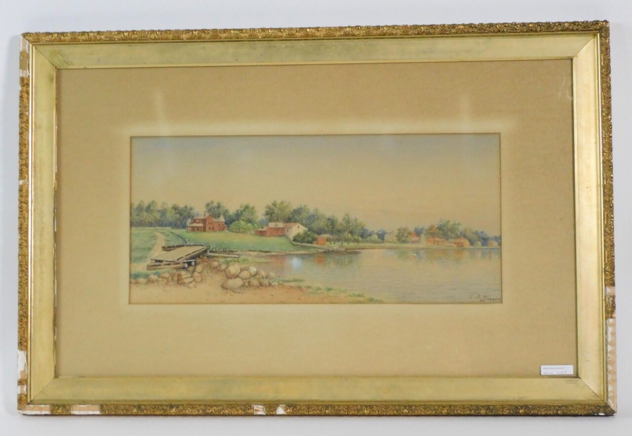 Edward R. Sisson Watercolor Seaside Village 1895 Auction Catalog Art New Bedford Massachusetts Instructor Swain School Design.