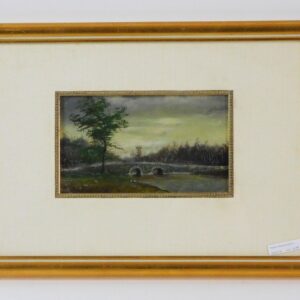 George B. Sherman Watercolor Stone Bridge Dartmouth MA Early 20th Century Auction Catalog Art Antique.