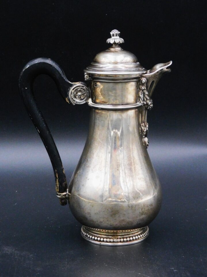 French Sterling Silver Pitcher with Wreath Design Spout