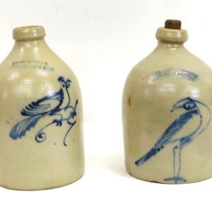 Stoneware Jugs with Blue Bird Decorations by Haxton