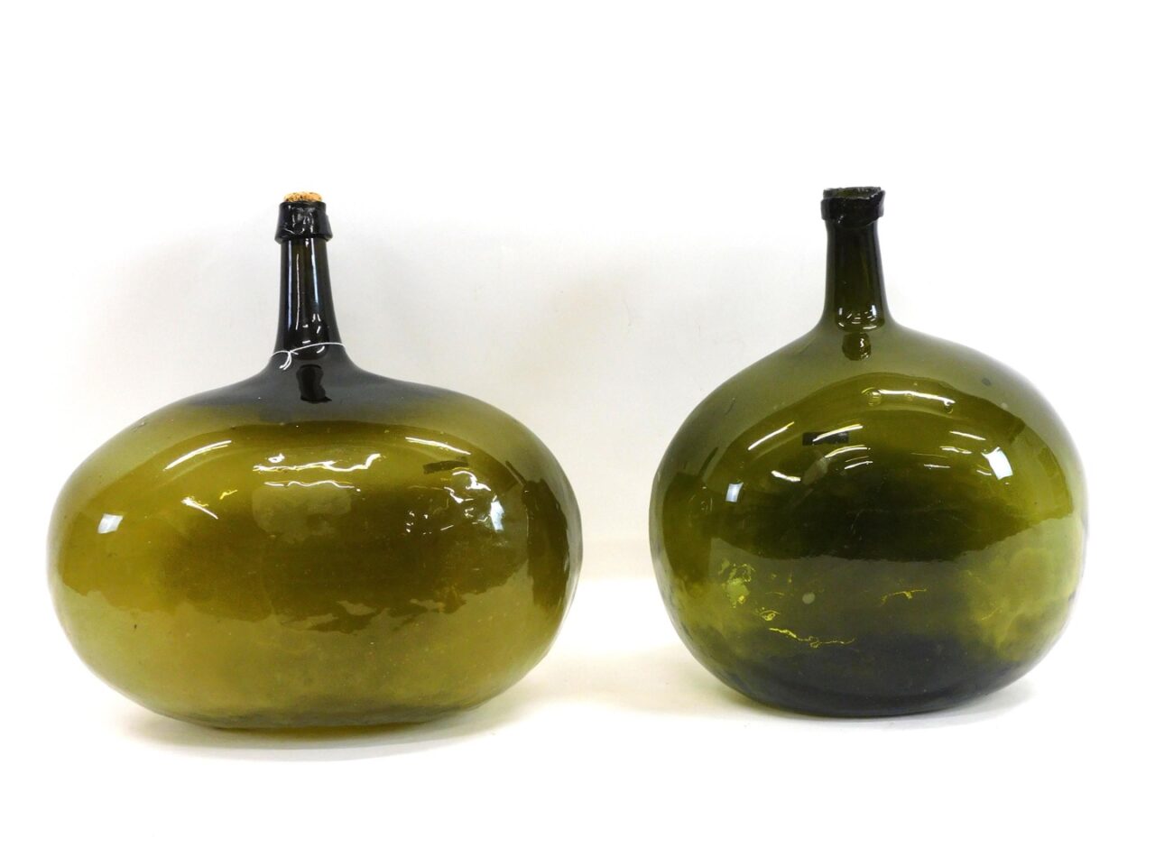 Pair of Large Demijohn Glass Bottles