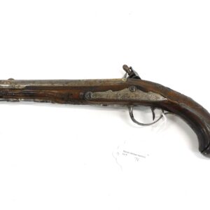 18th Century Flintlock Pistol with Carved Walnut Stock and Gold Inlay by Unknown Artist