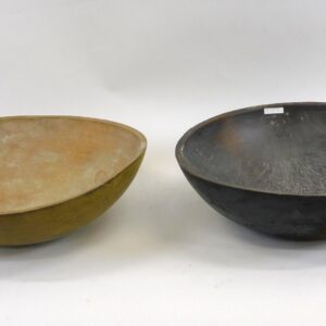 Pair of 19th Century Large Painted Wooden Bowls by Unknown Artist