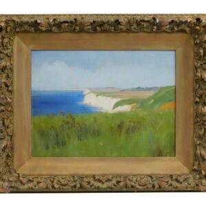 William Wright Stewart (1865-?) Etretat 1894 Oil Painting Coastal Scene France Ornate Frame 10 1/2" x 14"