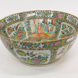 Chinese Export Porcelain Rose Medallion Punch Bowl