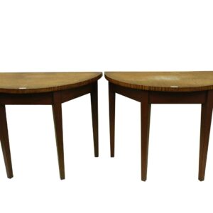 Hepplewhite Style Tiger Maple Demilune Tables