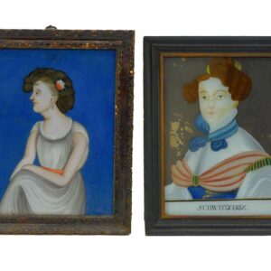 Chinese Export Portrait of Young Woman & European Portrait of Woman by Unknown Artists