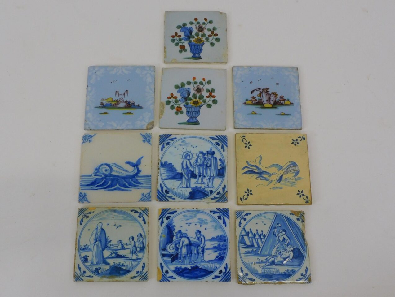 Delft and Tin-Glazed Earthenware Tiles by Unknown Artist. 18th-19th Century Biblical Scenes