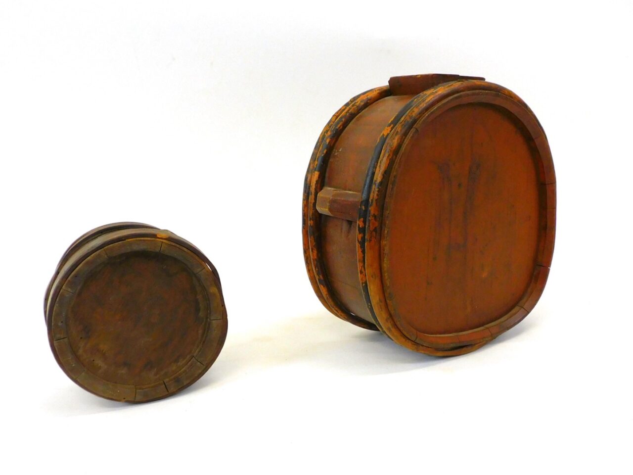 Pair of 19th-century Wooden Canteens with Unique Features by Unknown Artist