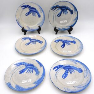 Frederick Hurten Rhead Dedham Pottery Lobster Plates Set 1900.