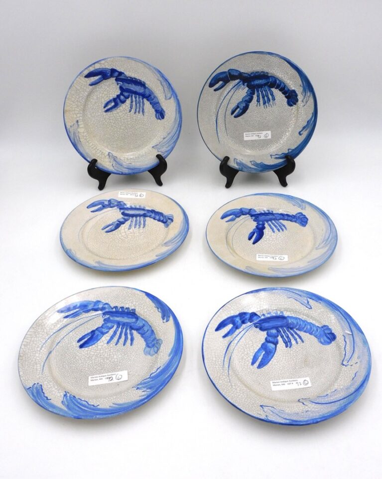 Frederick Hurten Rhead Dedham Pottery Lobster Plates Set 1900.