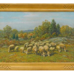 George A Hays "Sheep on the Hill" 19th Century Oil on Canvas in Carved Frame Auction Catalog Listing