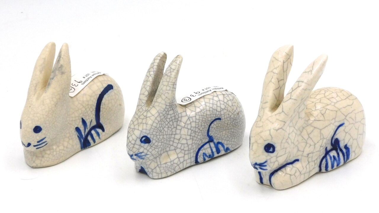 Dedham Pottery Rabbit Figural Knife Rests