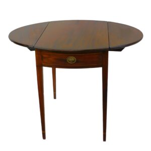 Hepplewhite Pembroke Table by George Hepplewhite. Early 19th century. Oval top line inlay mahogany