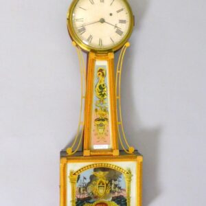 American Banjo Clock with Naval Engagement "Hull" by Sawin & Dyer