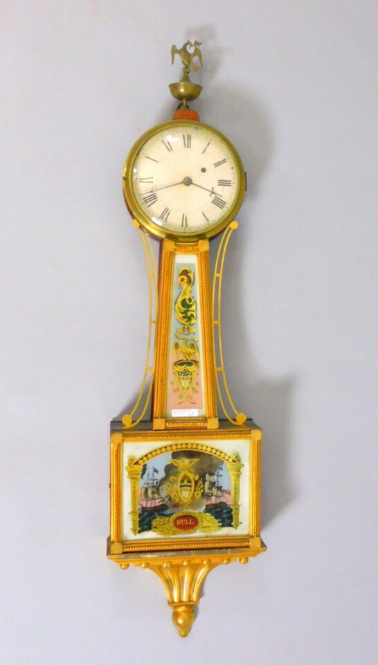 American Banjo Clock with Naval Engagement "Hull" by Sawin & Dyer