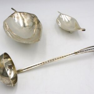 Alfredo Sciarrotta Sterling Silver Leaf Dishes and Ladle Set. Mid 20th Century Auction.