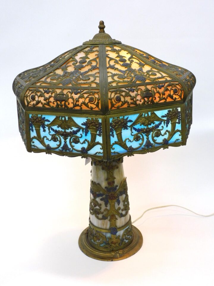 Northwest Aluminum Specialty Co. Slag Glass Lamp