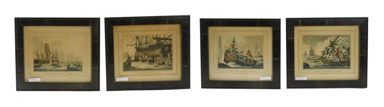 (4) Colored Engravings Related To Whaling.