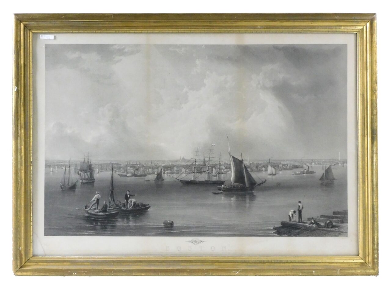 Steel Engraving Of Boston Harbor