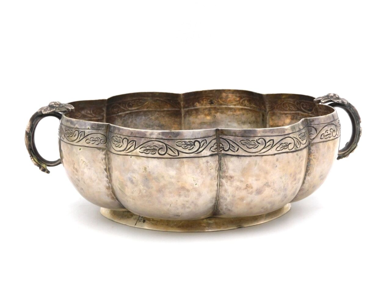 Mexican Sterling Silver Bowl with Floral Handles