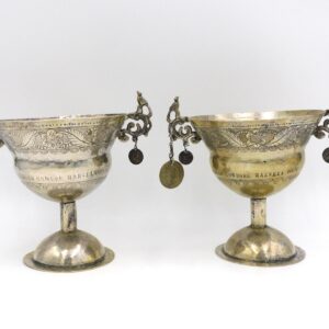 Pair of Peruvian Silver Handled Bowls by Fabian Condore Marsela Quispe