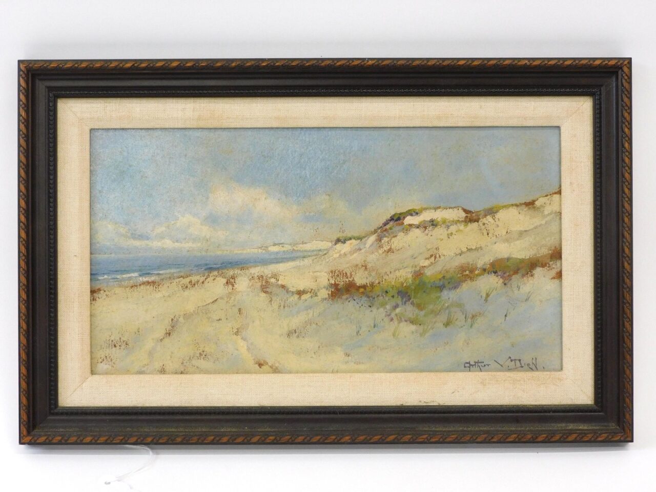 Arthur Vidal Diehl (1870-1929) Oil on Board Beach Scene Provincetown 20th Century UV Light No Restoration