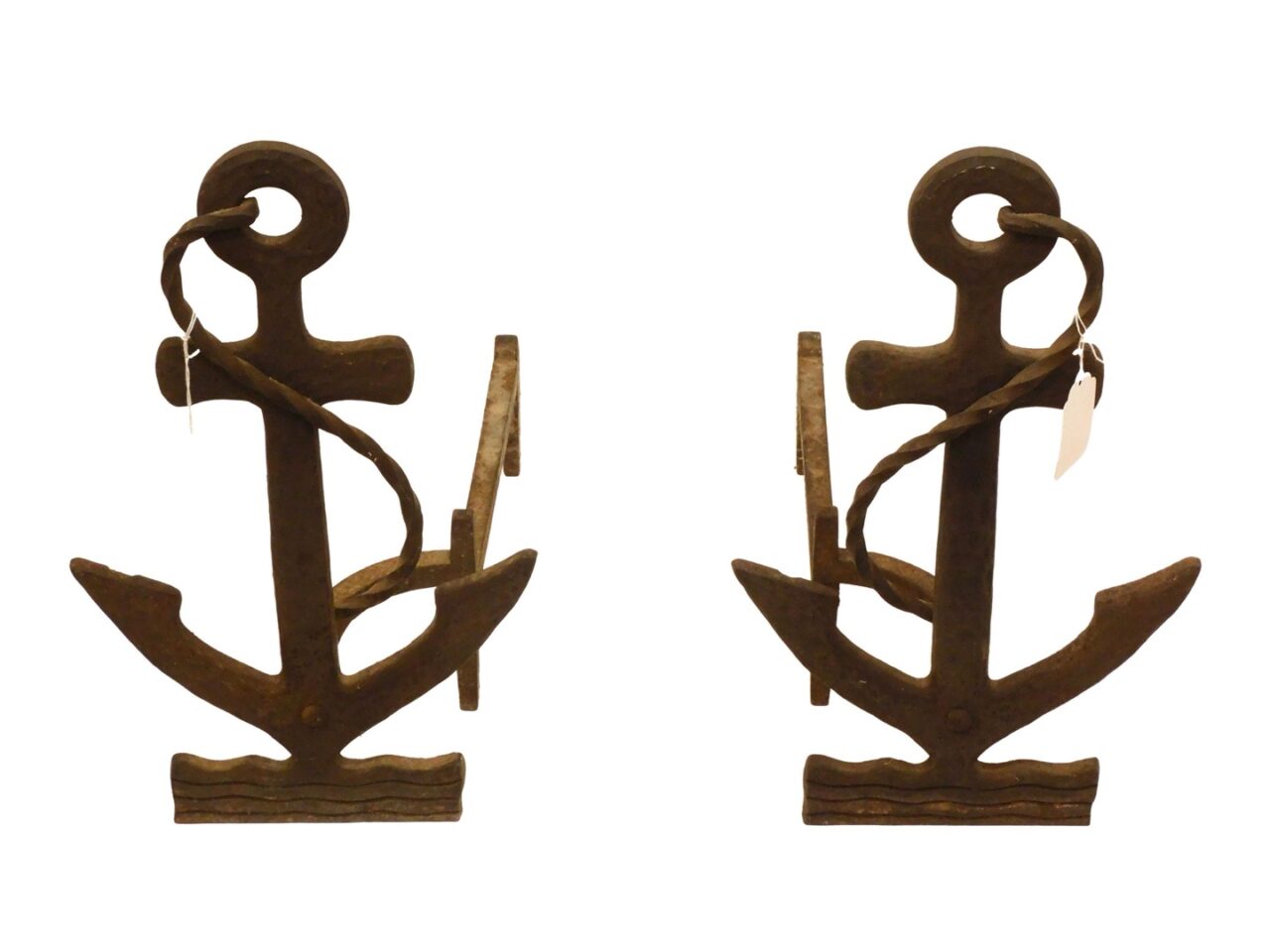 Pair Of Anchor Form Andirons.