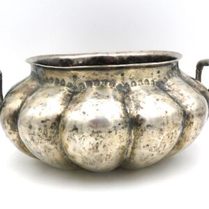 Mexican Sterling Handled Bowl by Unknown Artist. 19th c. Lobed Sides.