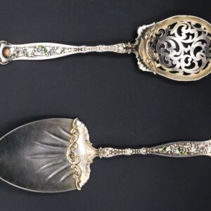 (2) Whiting Enameled Sterling Serving