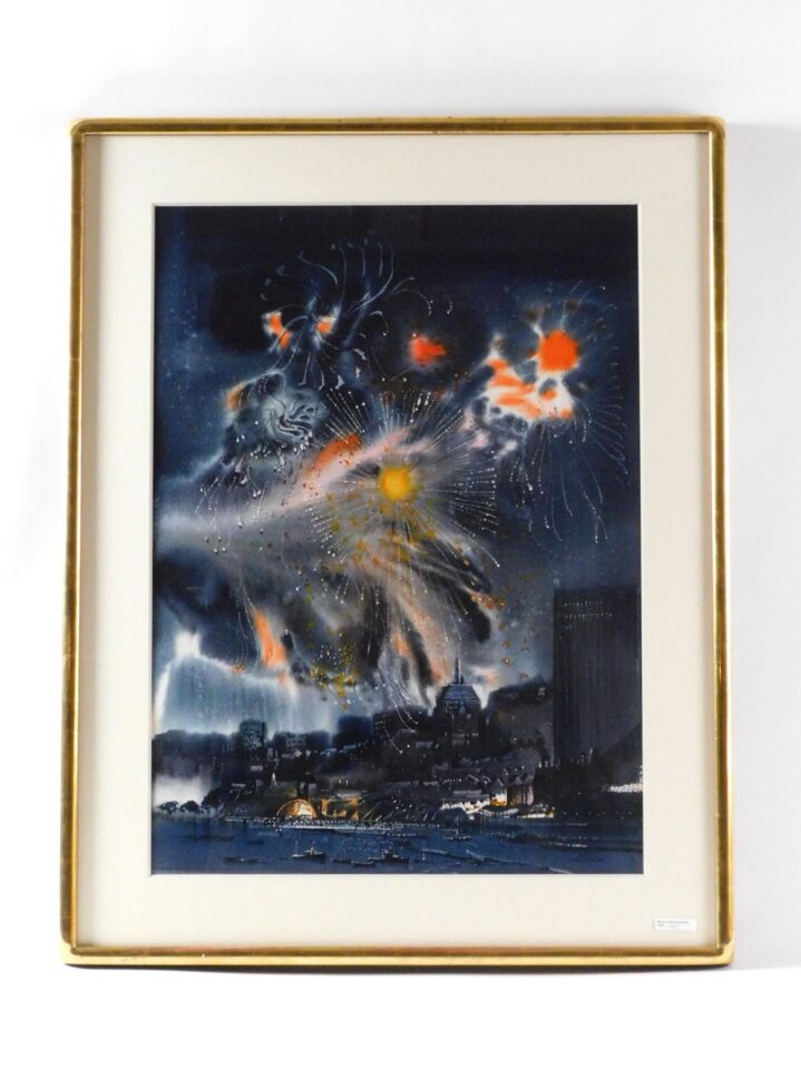 Laurence Philip Sisson (1928-2015) Watercolor "The Fourth of July" 1985 Boston Pops