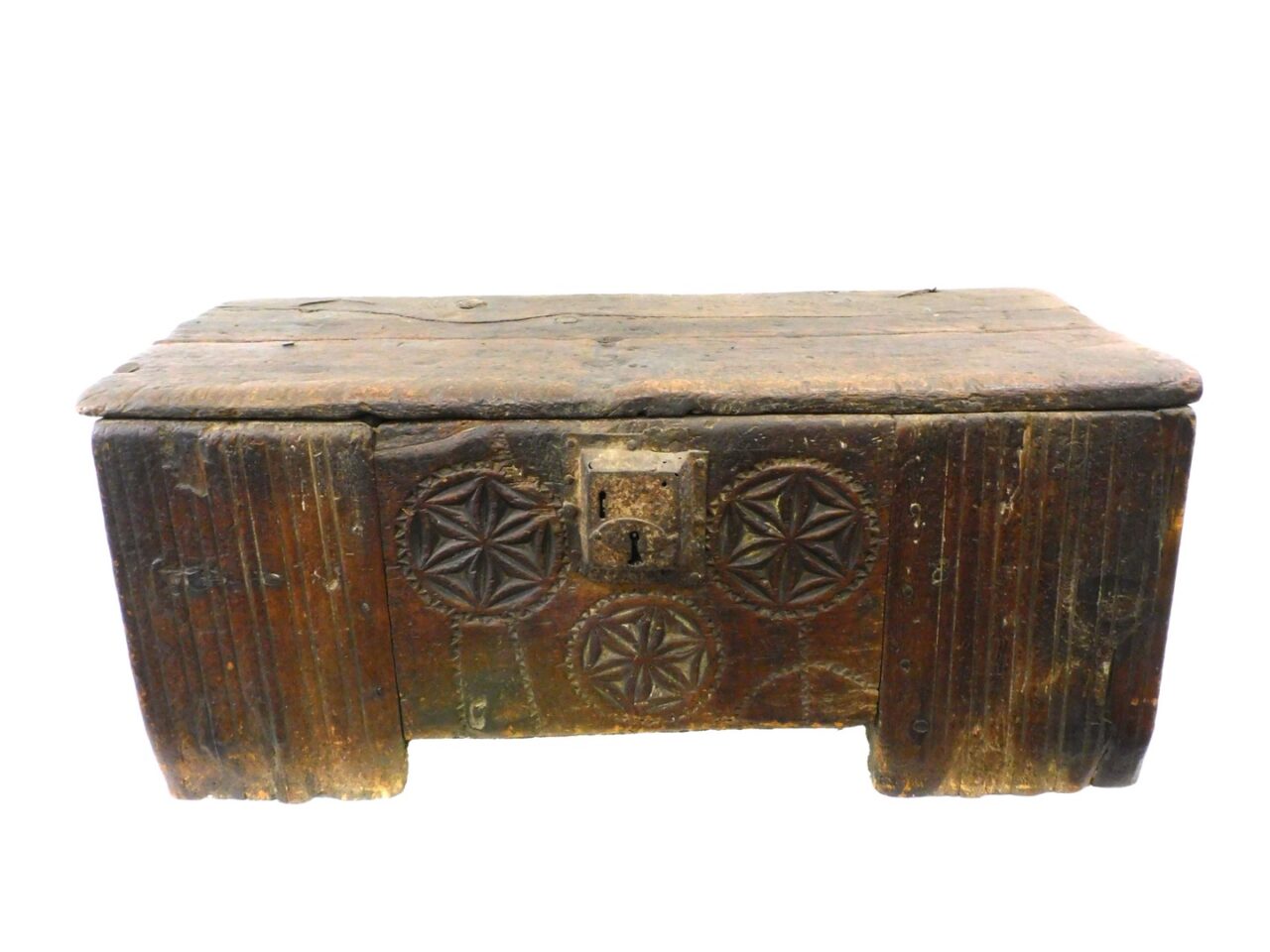 Carved Medieval Lift-Top Chest.