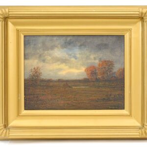 William Baylies (1859-1934) Oil Painting on Board Fall Salt Marsh Landscape c. 1900