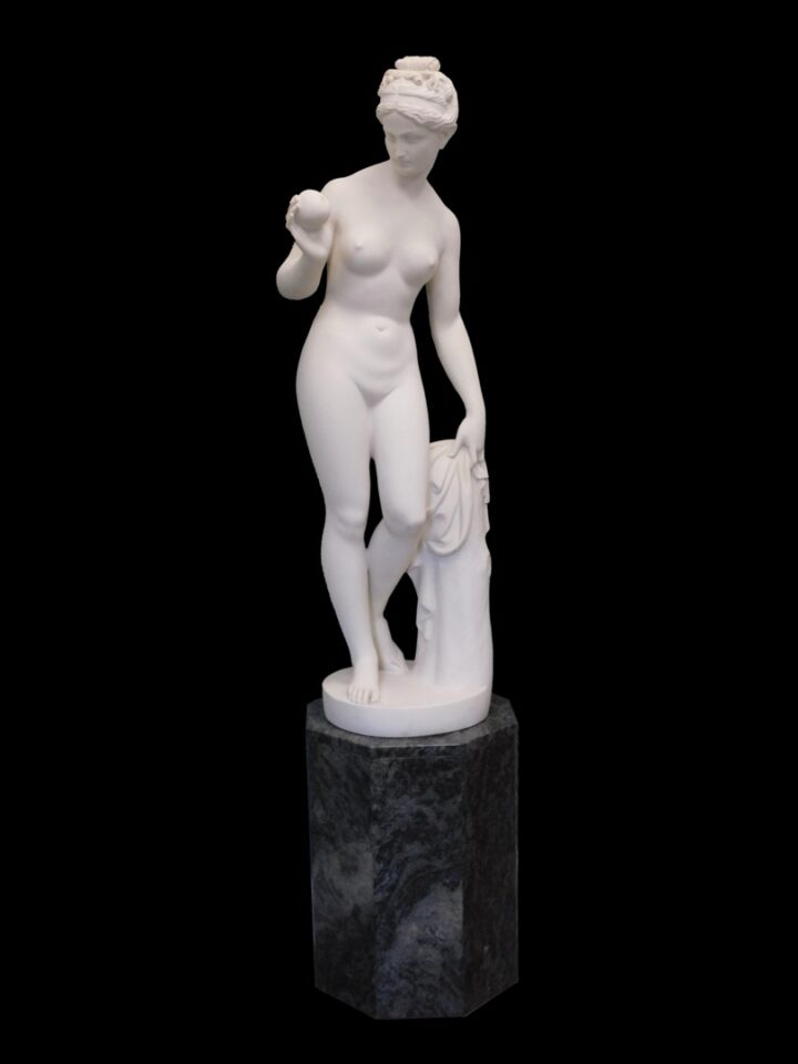 Contemporary Marble Sculpture of Goddess Venus with Apple by Unknown Artist